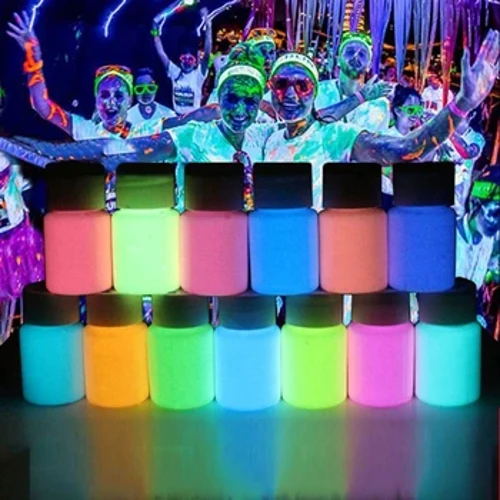 8 Lliw Super Bright Disgleirdeb Resin Epocsi Pigment Glow yn Y Tywyll Lliwydd Hylif Corff Celf Corff UV Paent Paent Pob 15g