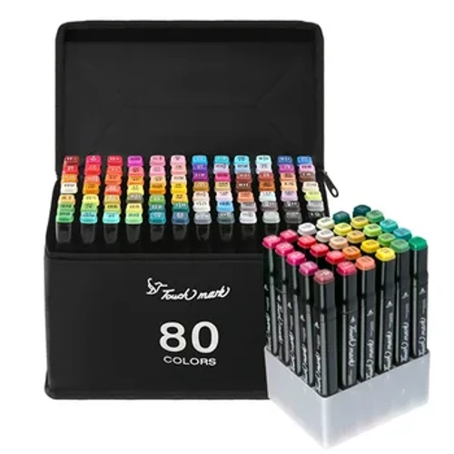 12-80 สี Art Marker แอลกอฮอล์ Felt ปากกา Manga Sketching Markers แปรงคู่อุปกรณ์ศิลปะโรงเรียนวาดชุดอุปกรณ์โรงเรียน