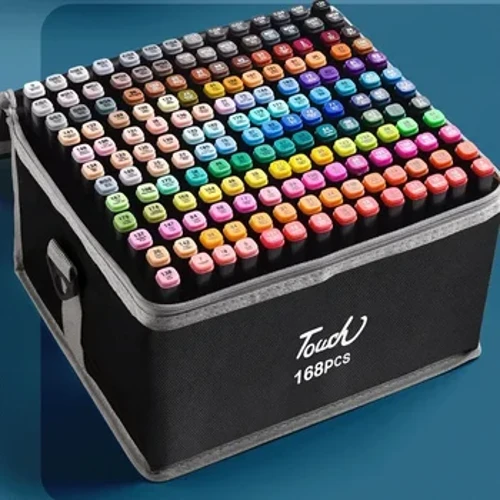 168 Warna Manga Seni Marker Pen Set Ganda Ujung Brush Pen Menggambar Sketsa Perlengkapan Alat Tulis Huruf Spidol Perlengkapan Sekolah