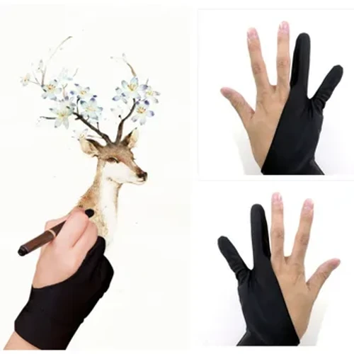 1 Pc Artist Glove 2-manamana kaha kiʻi lima lima kiʻi kiʻi anti-fouling no ka papa kiʻi kiʻi Smudge Stump Stick Pen e hoʻopiha hou i ka lima hema.