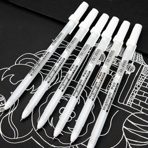 3 Pcs Gwyn Creadigol Gel Pen Gel Marciwr Uchafbwynt 0.8mm Awgrym Da i Fyfyrwyr Lluniadu Celf Ysgrifennu Cyflenwadau Ysgol
