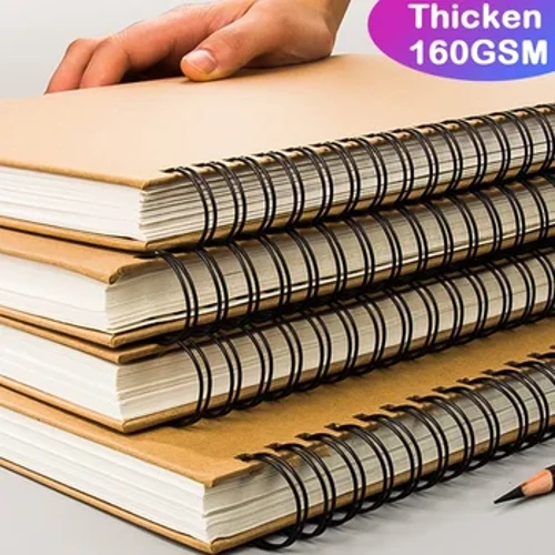 Incwadi yesikeshi yobungcweti Iphepha eliwugqinsi I-spiral notebook Izinsiza zesikole zobuciko Umdwebo wepensela inothiphedi zokubhala izinto ezinhle zejeli ipensela