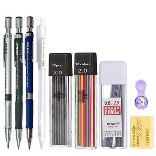 Set mehaničkih olovaka 2,0 mm s 2B crnim/bojnim olovnim punjenjem za pisanje, skiciranje, umjetnost, crtanje, slikanje, školu, automatsku olovku