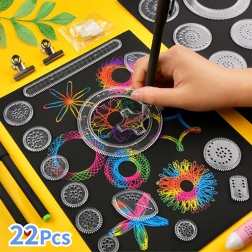 22pcs Spirograf Ruler Geometrik Ruleri Matematiki Ruletka Çyzgy Gurallary Öwreniş Suratly Enigma Oýnawaçlar Spirograf Çeper Gural