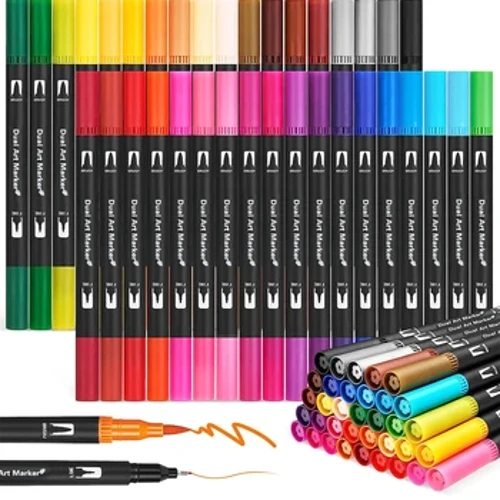 12/24/36/48 colori doppia testa arte disegno penna per notebook penna per pittura pennarello a colori punta pennello 1-2mm punta fine 0.4mm