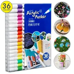 12/24/36 Màu Sơn Acrylic Nghệ Thuật Bút Đánh Dấu Họa Tiết Chữ Vẽ Cho Thẻ Gốm Đá Cốc Đá Vải Thủy Tinh quần Áo Giày Gỗ
