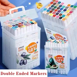 Juego de marcadores para niños 12 24 36 48 colores dibujo de doble punta papelería para estudiantes Manga escuela de pintura suministros de arte