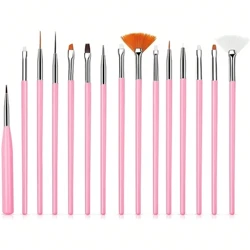 Bview 15Pcs/Set Professional Manicure Tools Kit Art Nail Brush I-UV Gel Painting Drawing Linener Carving Brush Dotting Pens