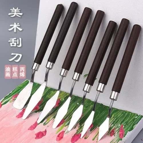 Couteau de peinture à l'huile en acier inoxydable, spatule d'artiste, outils d'art, papeterie fournitures de pâtisserie de gâteaux, peinture dessin mignon 1/3/5/7 pièces/ensemble