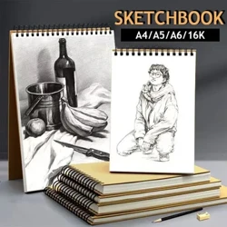 Profesionálny skicár 160GSM A6/A5/16K/A4 Hrubý papier Špirála Ceruzka Kniha na kreslenie Akvarel Kvaš Papierové potreby
