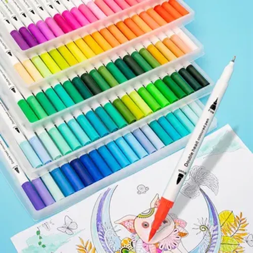 12-100 Chiếc Màu Nghệ Thuật Đánh Dấu Phác Thảo Manga Dấu Vẽ Bộ 2 Đầu Sơn Màu Nước Bút Tiếp Liệu Văn Phòng Phẩm
