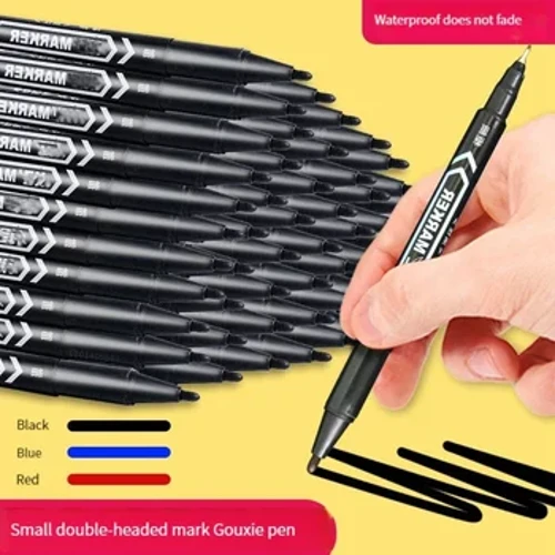 6/12 PC Bộ Chống Nước Dầu Màu Đôi Đầu Bút Đánh Dấu Vĩnh Viễn Đầu Mịn Đầu Dày Mực Đen Bút Vẽ nguồn Cung Cấp Stationer