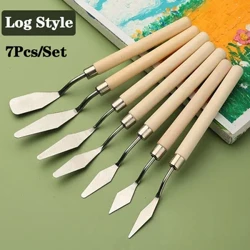 Forniture per pittura con tavolozza a olio in metallo e legno, cancelleria per raschietto per vernice a punta piatta in legno