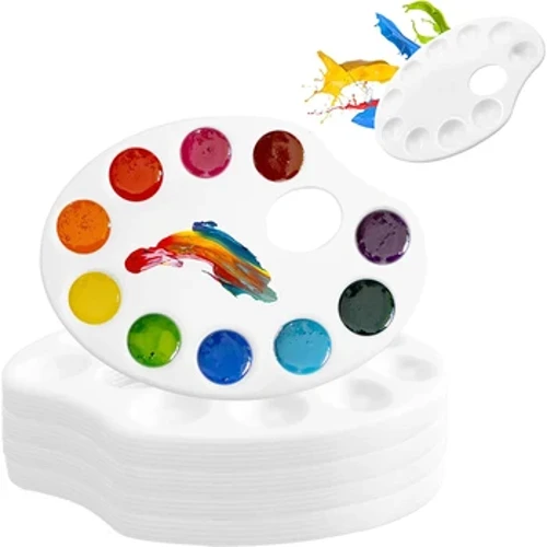 Oval vit palett med tumhål Måleritillbehör Färgblandningsfärg Pigmentbricka för akvarellgouache Akrylkonstgouache