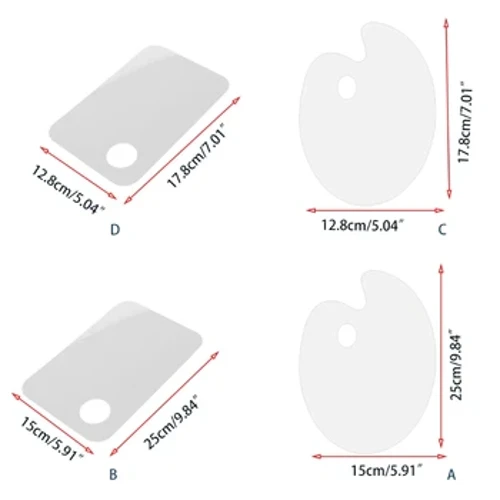 Paletă de vopsea acrilică Paletă clară Modele în formă de dreptunghi în formă ovală pentru copii Artisti Desen în acuarelă Artă de perete DIY