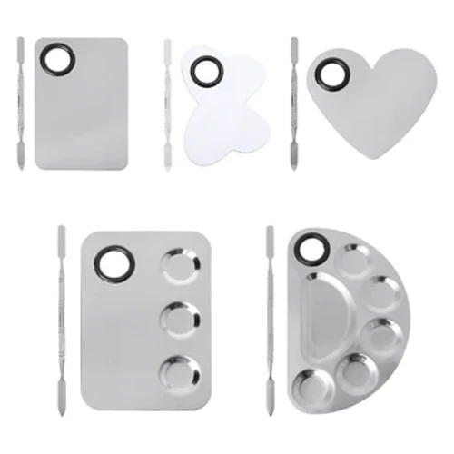 I-Stainless Steel Palette Palette Tray Mixing Rod Spatula Isethelwe I-Nail Art Supply Sc