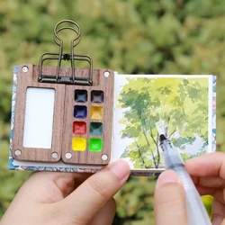 Portable Travel Wooden Handmade 8 Grid 0.5ml Watercolor Paint Palette Oil Paints Tray Box Empty Box Mini Black Walnut Paint Box