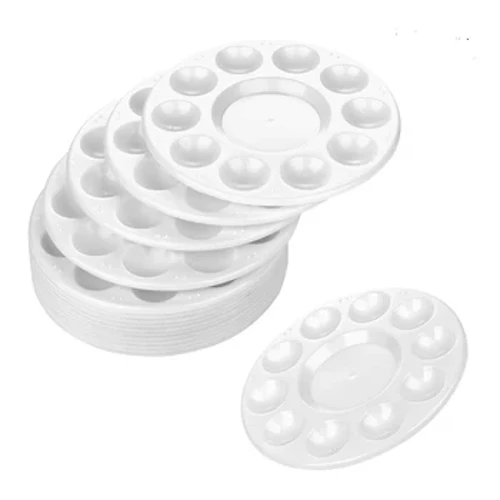 15 Chiếc Vòng Khay Sơn Bảng 10 Giếng Nhựa Trắng Cho Dầu Acrylic Màu Nước Thủ Công Tự Làm Tranh Nghệ Thuật Bảng Màu