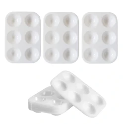 I-15pcs Palette ye-Paint Tray Premium 6 Wells White Plastic Rectangular Rectangular Watercolor Palette Umculi Ohlanganisa Ithreyi Lombala ukuze Apende