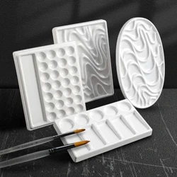Palette d'aquarelle en Imitation porcelaine, forme ondulée, plaque pigmentée facile à nettoyer, peinture chinoise, outils d'art professionnels