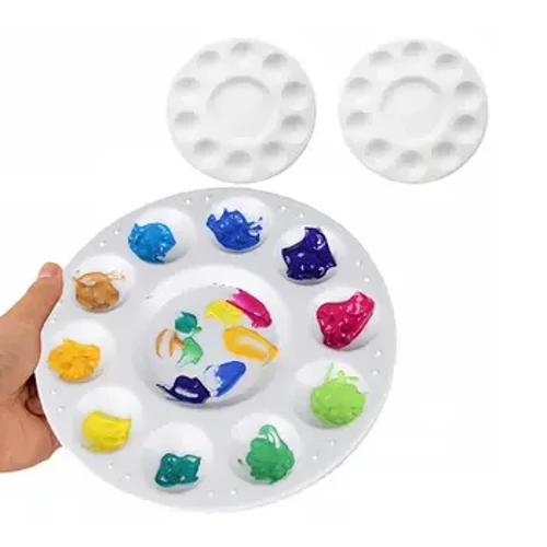 2 Pcs 17 Cm Palet Cat 11 Wells Bulat Non-stick Anak Dewasa Kerajinan Siswa DIY Cat Air Pencampuran Minyak Akrilik Cat Tray Pallet