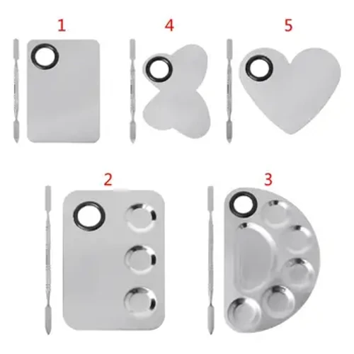 Set di spatole per asta di miscelazione con vassoio per tavolozza di colori per acquerelli in acciaio inossidabile per forniture scolastiche per nail art, trucco per pittura a olio