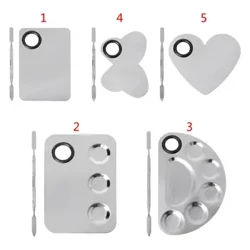 Set di spatole per asta di miscelazione con vassoio per tavolozza di colori per acquerelli in acciaio inossidabile per forniture scolastiche per nail art, trucco per pittura a olio