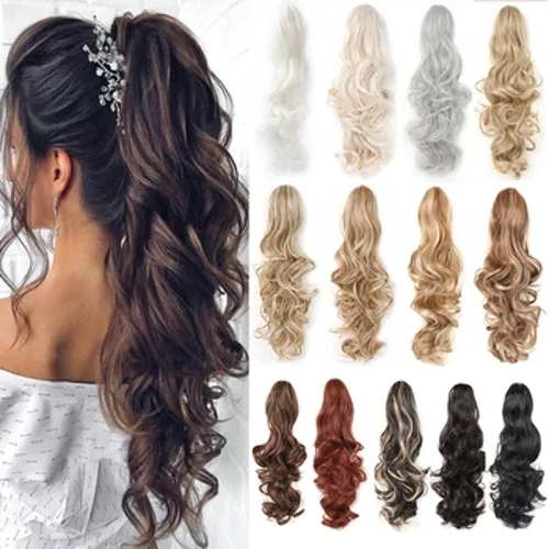 Estyniad Ponytail Claw Crych Donnog Clip mewn Hairpiece Estyniadau Gwallt Ponytail Cynffon Hir Merlod Synthetig i Ferched