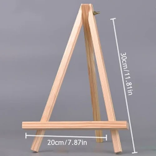 1pcs Pren Naturiol Ffrâm Easel Mini Deiliad Arddangos Tripod Cyfarfod Priodas Tabl Enw Cerdyn Stondin Plant Peintio Crefft Arddangos