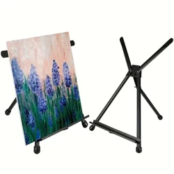 Alüminyum 15" ila 21" Masaüstü Şövale Ekranı, Lastik Ayaklı Siyah Tripod, Kanvas Tutma, Tablolar, Kitaplar, Fotoğraflar, Tabelalar