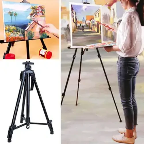 Uillinn Easel Miotail Tacaíocht Cobhsaí Inchoigeartaithe Ardaithe Saor in Aisce Péinteáil Lúibín Leathnaithe Canbhás Easel Miotail Soláthairtí Scoile