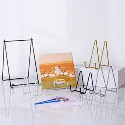 1pc Plate Display Stand Larawan Easel Metal Plate Stand Holder Display Picture Frame Larawan Pandekorasyon Plate Dish Tabletop Arts