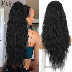 Long Curly Drawstring Ponytail Synthetic Ponytails para sa Babae Black Blonde Red Ponytail Clip sa Hair Extension para sa Pang-araw-araw na Cosplay