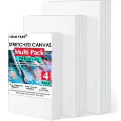 Pacáiste de 4 Chanbhás Sínte le haghaidh Péinteáil Príomh-Bhán 100% Boird Chanbhás Blank Ealaíontóir Cadáis le haghaidh Péinteáil 8 unsa Gesso-Primed