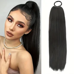 Sintetis Lurus Ekor Kuda Ekstensi Rambut Hitam Ekor Kuda Panjang dengan Ikat Rambut Karet Gelang Bisa DIY Dikepang Gelembung Ponyta
