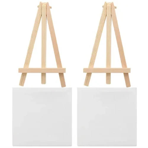 2 Sets Mini Uelegmolerei Board Kleng Tiny Canvas Panels Easel Adorable Frame Dësch Dekor Canvases DIY Accessoiren Fir Zeechnen