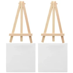 2 Sets Mini Uelegmolerei Board Kleng Tiny Canvas Panels Easel Adorable Frame Dësch Dekor Canvases DIY Accessoiren Fir Zeechnen