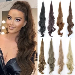 Lapiad Hyblyg Synthetig 30 Fodfedd o Amgylch Ponytail Hir Haenog Donnog Estyniadau Hairpiece Ponytail Ffug Ar gyfer Merched Defnydd Dyddiol