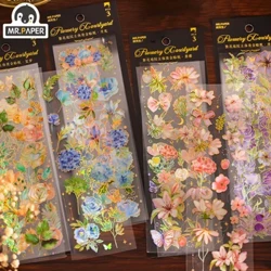 Mr. giấy 4 Kiểu 3 cái/túi Vintage Thực Vật Gel Miếng Dán Văn Học Thẩm Mỹ Tay Hoa Tài Khoản Trang Trí Văn Phòng Phẩm Miếng Dán