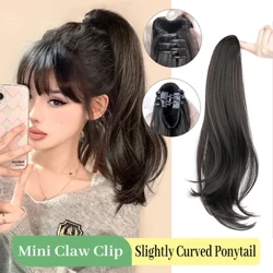 WEILAI Klip Cakar Sintetis Ekor Kuda Ekstensi Rambut Keriting Panjang Rambut Keriting Alami Ekor Rambut Keriting Ekor Kuda untuk Wanita