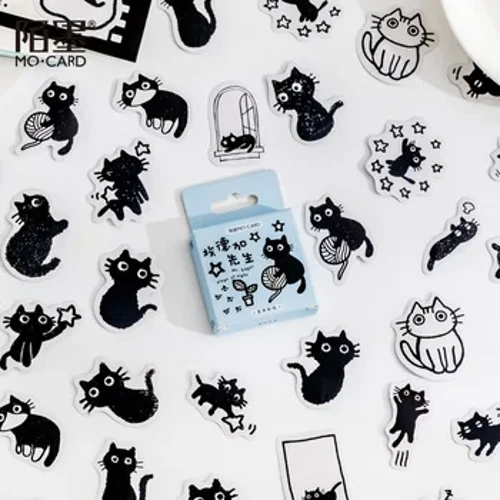 45 stks/partij Kawaii kat hond Dagelijks leven Papier Kleine Dagboek Mini Leuke doos Stickers set Scrapbooking Vlokken Journal Briefpapier