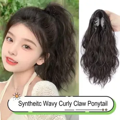 Wig Merlod Cynffon Bach Benyw Gyda Chrychni Dwr Estyniad Merlod Cynffon Synthesis Naturiol Ton Cyrliog Crafanc Merlod Wig Merlod