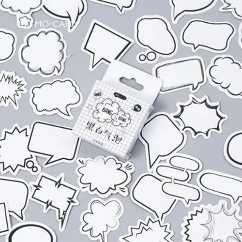 45 dona / paket ijodiy qora oq qabariq albomi qog'oz yorliqli stikerlar hunarmandchilik va scrapbooking dekorativ stiker Yoqimli ish yuritish buyumlari