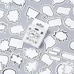 45pcs/pecyn Albwm Swigen Ddu Gwyn Creadigol Sticeri Label Papur Crefftau a Llyfr Lloffion Sticer Addurnol Deunydd Ysgrifennu Ciwt