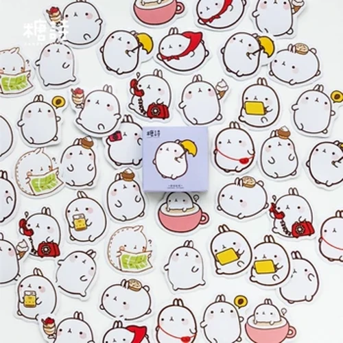 45 ks/krabice Rabbit Vacation Mini Paper Sticker Dekorace Diy Scrapbooking Diář Štítky Samolepky Psací potřeby Shcool Kancelářské potřeby