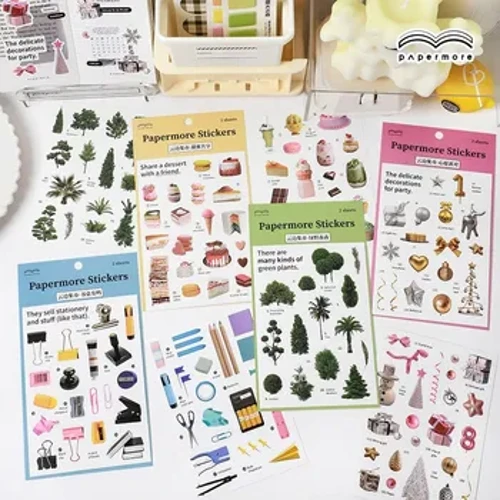 Autocollants en papier adhésif feuilles vertes, 2 pièces, décoration de gâteaux de noël, pour planificateurs d'ordinateurs portables, Scrapbook, carnet de notes, journal intime, DIY bricolage
