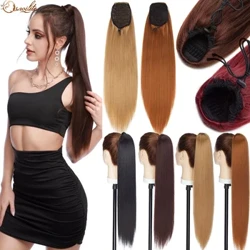 S-noilite Synthetesch 22 Zoll Afro Yaki Straight Ponytail Clip In Ponytail Hoer Extension Zuchschnouer Ponytail Hoer Fir Fraen