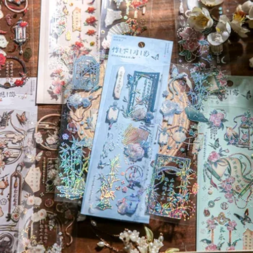 Mr. Paper 4 스타일 3 개/갑 PVC 양각 브론 징 플랫 스티커 Retro Goo Card Ledger 스티커 DIY 유제품