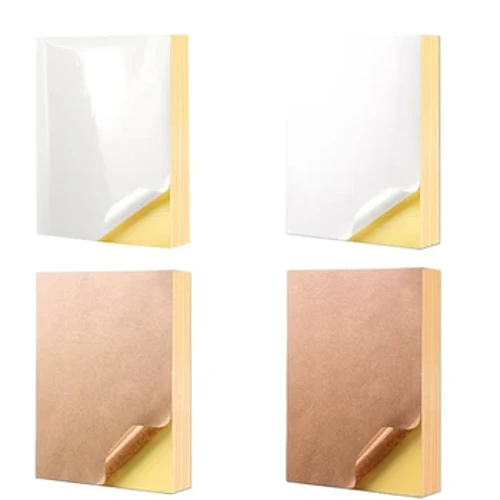 A4 20Sheets Puti/Kraft Na -print na Sticker Self Adhesive Sticker Label Matte Glossy Paper Sheet Para sa Laser Inkjet Printer Copier