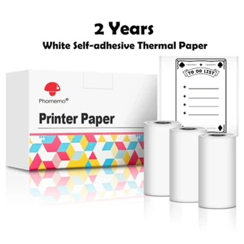 Páipéar Teirmeach Phomemo le haghaidh Printéir Iniompartha T02/M02X Lipéid Féinghreamaitheacha Fit Greamaitheach Téacsanna Grianghraf DIY Nótaí Staidéir 53mm Priontáil